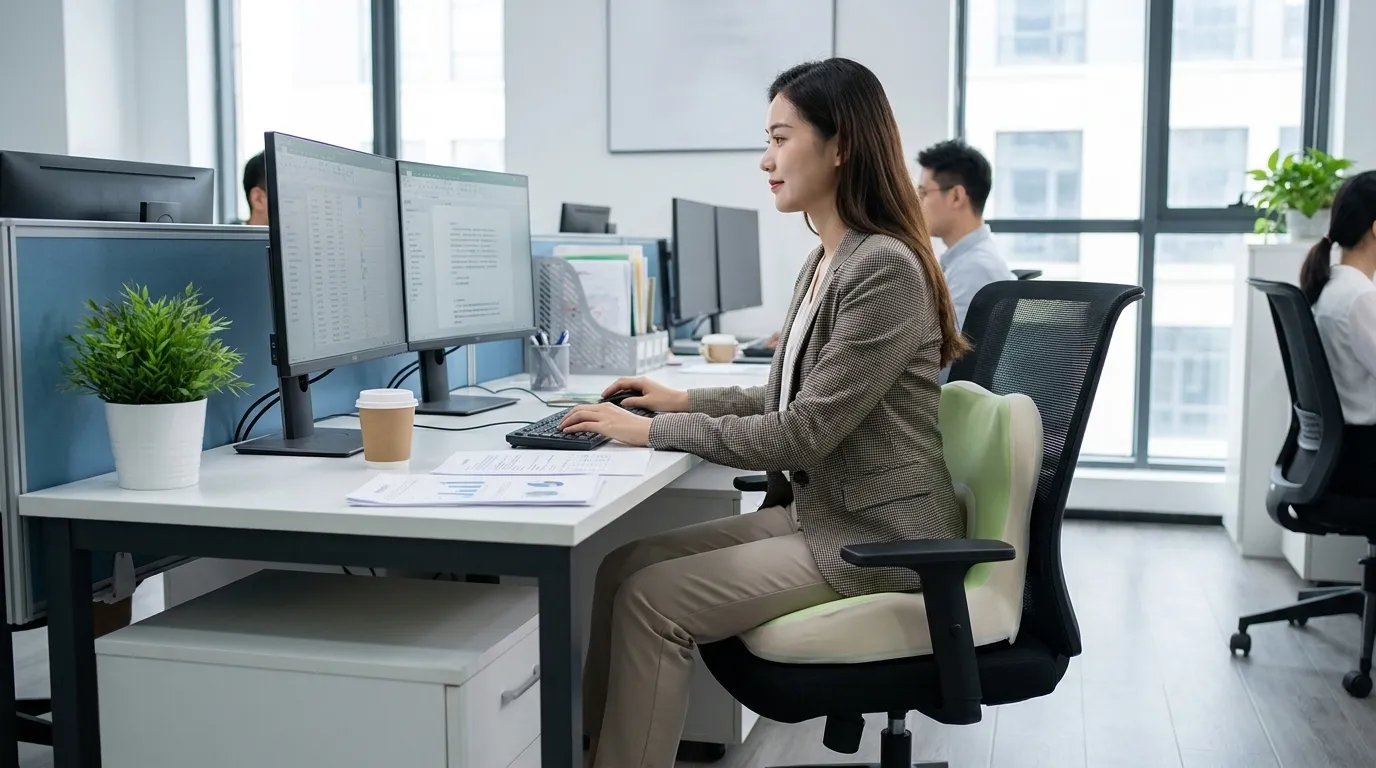 CozyAmy ergonomisches Sitzkissen, das das Becken auf einem Bürostuhl unterstützt