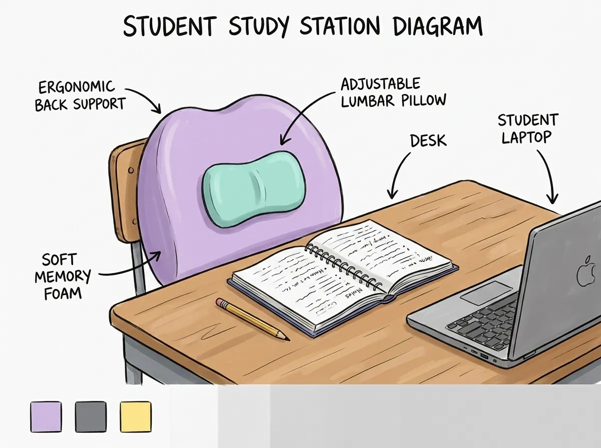 CozyAmy ergonomic student memory pillow design visualization