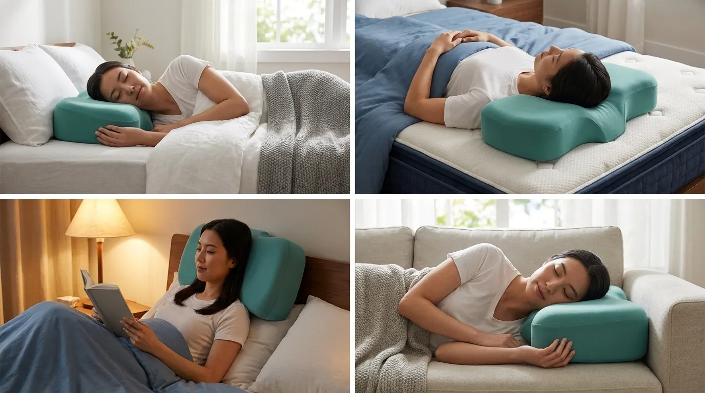 Qualitätsprüfung der Produktionslinie für ergonomische Memory-Schaum-Lendenstützkissen von CozyAmy